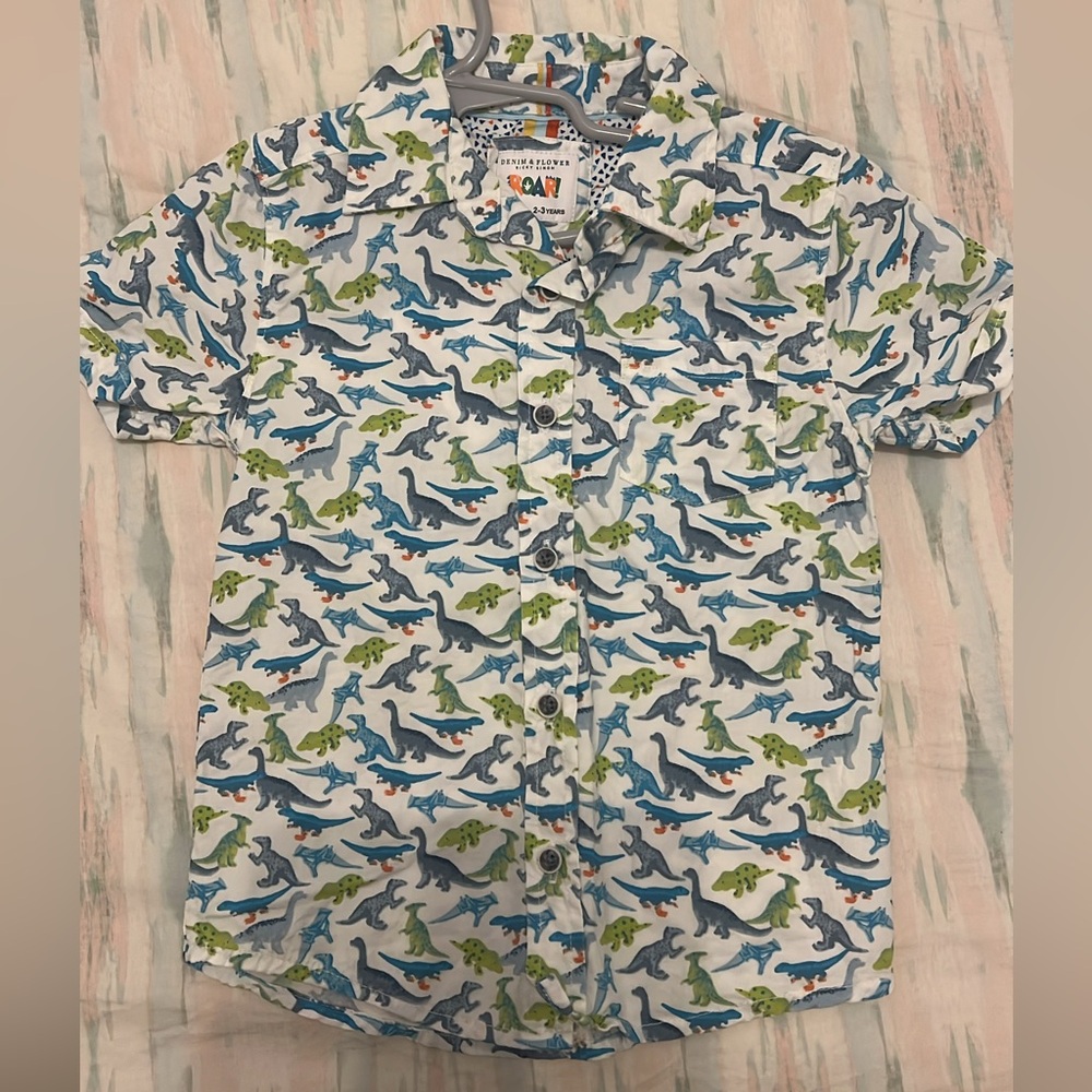 Denim&Flower shirt button down dinosaurs